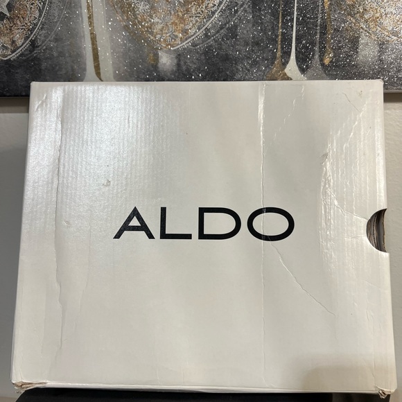 Aldo’s dressy 5 inch open toe stiletto two tone heels with ankle strap - Picture 8 of 8